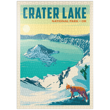 Darstellung des Puzzle Motivs puzzleplate Crater Lake National Park: Winter Fox, Vintage Poster 1000 Puzzle