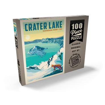 Darstellung des Puzzle Motivs Crater Lake National Park: Winter Fox, Vintage Poster 100 Puzzle Schachtel Ansicht2