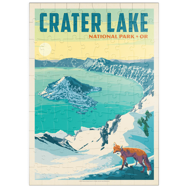 Darstellung des Puzzle Motivs puzzleplate Crater Lake National Park: Winter Fox, Vintage Poster 100 Puzzle