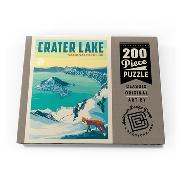 Darstellung des Puzzle Motivs Crater Lake National Park: Winter Fox, Vintage Poster 200 Puzzle Schachtel Ansicht3