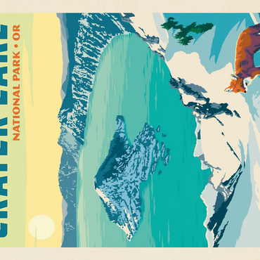 Darstellung des Puzzle Motivs Crater Lake National Park: Winter Fox, Vintage Poster 200 Puzzle 3D Modell