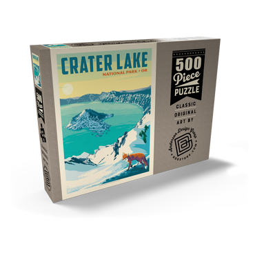 Darstellung des Puzzle Motivs Crater Lake National Park: Winter Fox, Vintage Poster 500 Puzzle Schachtel Ansicht2
