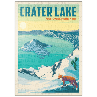 Darstellung des Puzzle Motivs puzzleplate Crater Lake National Park: Winter Fox, Vintage Poster 500 Puzzle