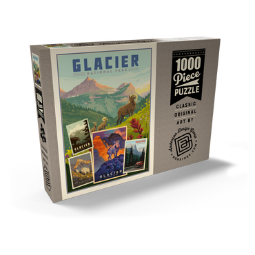 Darstellung des Puzzle Motivs Glacier National Park: Collage Print, Vintage Poster 1000 Puzzle Schachtel Ansicht2