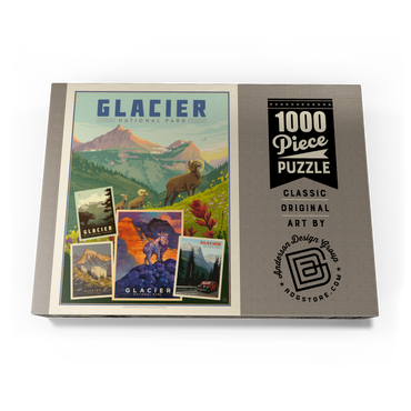 Darstellung des Puzzle Motivs Glacier National Park: Collage Print, Vintage Poster 1000 Puzzle Schachtel Ansicht3