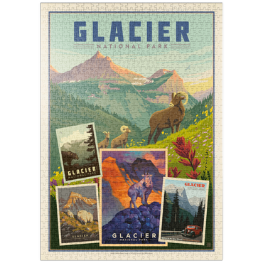 Darstellung des Puzzle Motivs puzzleplate Glacier National Park: Collage Print, Vintage Poster 1000 Puzzle