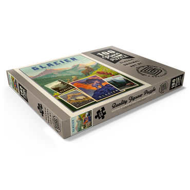 Darstellung des Puzzle Motivs Glacier National Park: Collage Print, Vintage Poster 100 Puzzle Schachtel Ansicht1