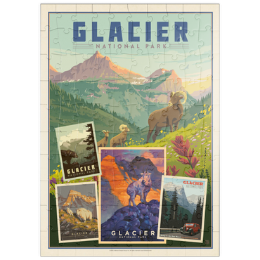 Darstellung des Puzzle Motivs puzzleplate Glacier National Park: Collage Print, Vintage Poster 100 Puzzle