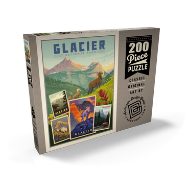 Darstellung des Puzzle Motivs Glacier National Park: Collage Print, Vintage Poster 200 Puzzle Schachtel Ansicht2