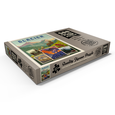 Darstellung des Puzzle Motivs Glacier National Park: Collage Print, Vintage Poster 500 Puzzle Schachtel Ansicht1
