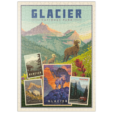 Darstellung des Puzzle Motivs puzzleplate Glacier National Park: Collage Print, Vintage Poster 500 Puzzle