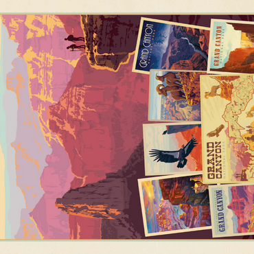 Darstellung des Puzzle Motivs Grand Canyon National Park: Collage Print, Vintage Poster 100 Puzzle 3D Modell