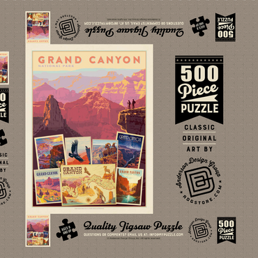 Darstellung des Puzzle Motivs Grand Canyon National Park: Collage Print, Vintage Poster 500 Puzzle Schachtel 3D Modell