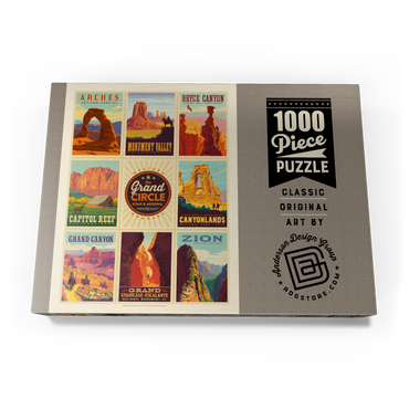 Darstellung des Puzzle Motivs Grand Circle National-Parks: Multi-Image Design, Vintage Poster 1000 Puzzle Schachtel Ansicht3