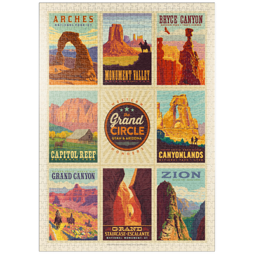 Darstellung des Puzzle Motivs puzzleplate Grand Circle National-Parks: Multi-Image Design, Vintage Poster 1000 Puzzle