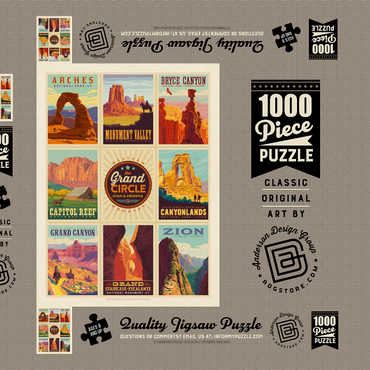 Darstellung des Puzzle Motivs Grand Circle National-Parks: Multi-Image Design, Vintage Poster 1000 Puzzle Schachtel 3D Modell