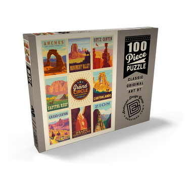 Darstellung des Puzzle Motivs Grand Circle National-Parks: Multi-Image Design, Vintage Poster 100 Puzzle Schachtel Ansicht2