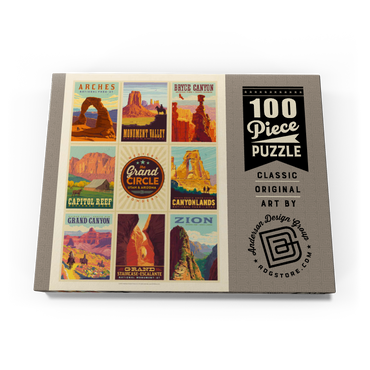 Darstellung des Puzzle Motivs Grand Circle National-Parks: Multi-Image Design, Vintage Poster 100 Puzzle Schachtel Ansicht3