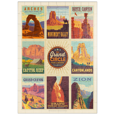 Darstellung des Puzzle Motivs puzzleplate Grand Circle National-Parks: Multi-Image Design, Vintage Poster 100 Puzzle