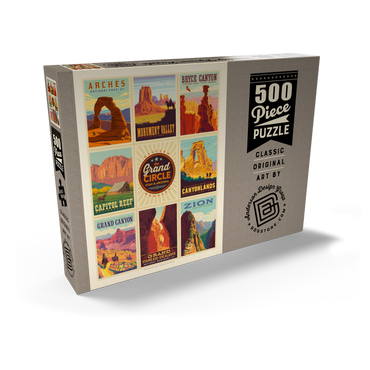 Darstellung des Puzzle Motivs Grand Circle National-Parks: Multi-Image Design, Vintage Poster 500 Puzzle Schachtel Ansicht2