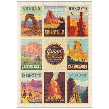 Darstellung des Puzzle Motivs puzzleplate Grand Circle National-Parks: Multi-Image Design, Vintage Poster 500 Puzzle
