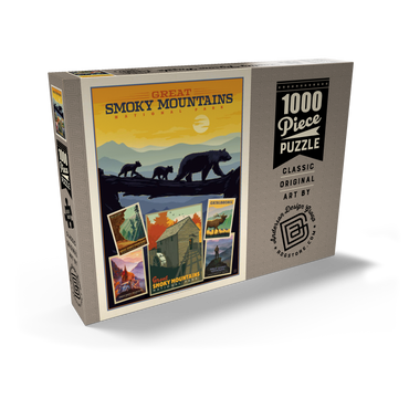 Darstellung des Puzzle Motivs Great Smoky Mountains National Park: Collage Print, Vintage Poster 1000 Puzzle Schachtel Ansicht2