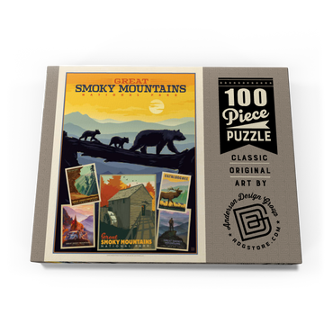 Darstellung des Puzzle Motivs Great Smoky Mountains National Park: Collage Print, Vintage Poster 100 Puzzle Schachtel Ansicht3