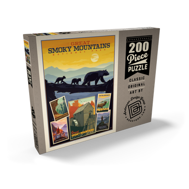 Darstellung des Puzzle Motivs Great Smoky Mountains National Park: Collage Print, Vintage Poster 200 Puzzle Schachtel Ansicht2
