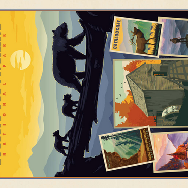 Darstellung des Puzzle Motivs Great Smoky Mountains National Park: Collage Print, Vintage Poster 200 Puzzle 3D Modell