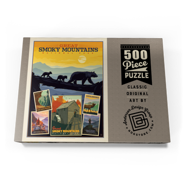 Darstellung des Puzzle Motivs Great Smoky Mountains National Park: Collage Print, Vintage Poster 500 Puzzle Schachtel Ansicht3