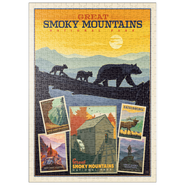 Darstellung des Puzzle Motivs puzzleplate Great Smoky Mountains National Park: Collage Print, Vintage Poster 500 Puzzle