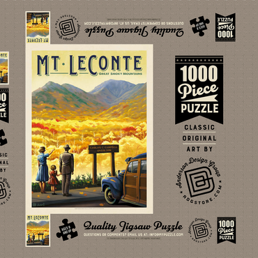 Darstellung des Puzzle Motivs Great Smoky Mountains National Park: Mt. LeConte, Vintage Poster 1000 Puzzle Schachtel 3D Modell