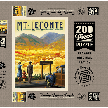 Darstellung des Puzzle Motivs Great Smoky Mountains National Park: Mt. LeConte, Vintage Poster 200 Puzzle Schachtel 3D Modell