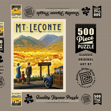 Darstellung des Puzzle Motivs Great Smoky Mountains National Park: Mt. LeConte, Vintage Poster 500 Puzzle Schachtel 3D Modell