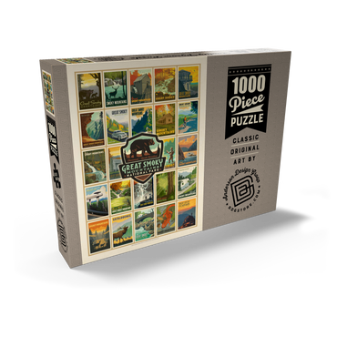 Darstellung des Puzzle Motivs Great Smoky Mountains National Park: Multi-Image-Print, Vintage Poster 1000 Puzzle Schachtel Ansicht2
