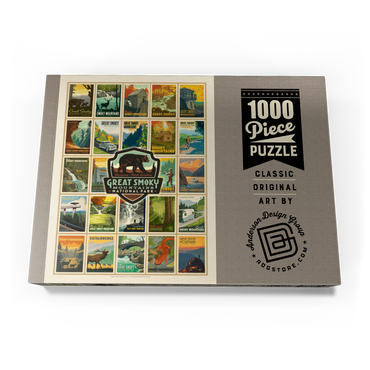 Darstellung des Puzzle Motivs Great Smoky Mountains National Park: Multi-Image-Print, Vintage Poster 1000 Puzzle Schachtel Ansicht3