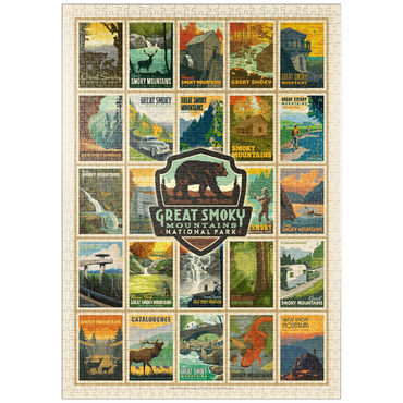 Darstellung des Puzzle Motivs puzzleplate Great Smoky Mountains National Park: Multi-Image-Print, Vintage Poster 1000 Puzzle