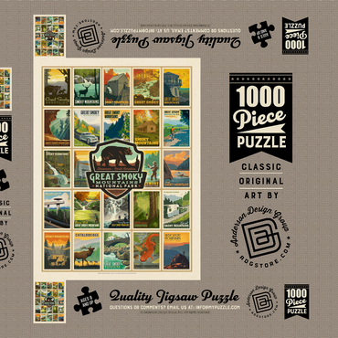 Darstellung des Puzzle Motivs Great Smoky Mountains National Park: Multi-Image-Print, Vintage Poster 1000 Puzzle Schachtel 3D Modell