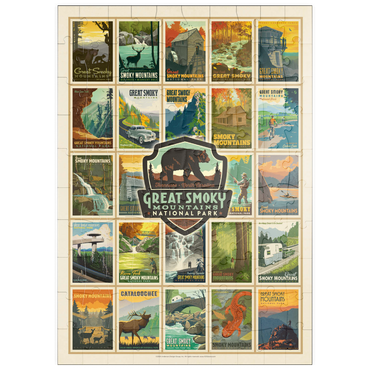Darstellung des Puzzle Motivs puzzleplate Great Smoky Mountains National Park: Multi-Image-Print, Vintage Poster 100 Puzzle