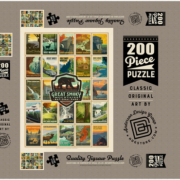 Darstellung des Puzzle Motivs Great Smoky Mountains National Park: Multi-Image-Print, Vintage Poster 200 Puzzle Schachtel 3D Modell