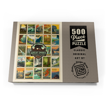 Darstellung des Puzzle Motivs Great Smoky Mountains National Park: Multi-Image-Print, Vintage Poster 500 Puzzle Schachtel Ansicht3