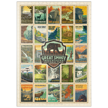 Darstellung des Puzzle Motivs puzzleplate Great Smoky Mountains National Park: Multi-Image-Print, Vintage Poster 500 Puzzle