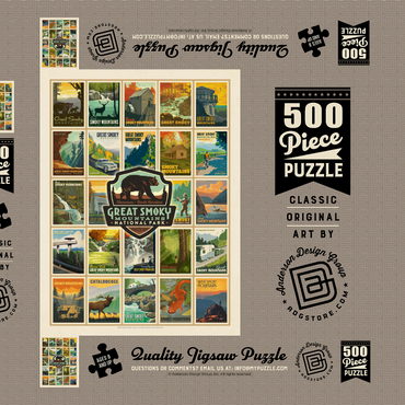 Darstellung des Puzzle Motivs Great Smoky Mountains National Park: Multi-Image-Print, Vintage Poster 500 Puzzle Schachtel 3D Modell