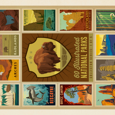 Darstellung des Puzzle Motivs National Parks Collector Series - Edition 1, Vintage Poster 1000 Puzzle 3D Modell