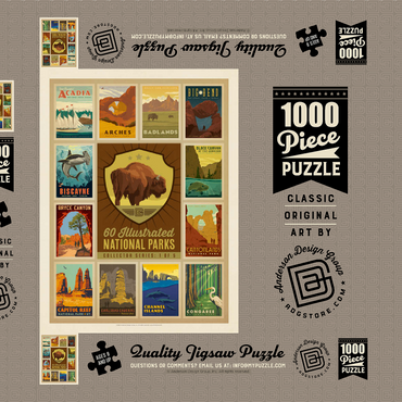 Darstellung des Puzzle Motivs National Parks Collector Series - Edition 1, Vintage Poster 1000 Puzzle Schachtel 3D Modell