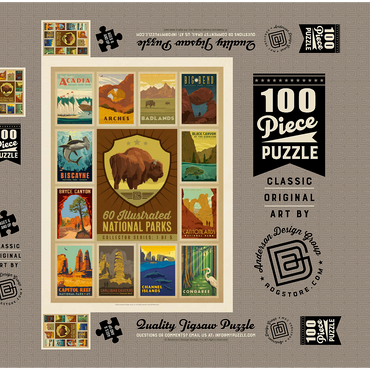 Darstellung des Puzzle Motivs National Parks Collector Series - Edition 1, Vintage Poster 100 Puzzle Schachtel 3D Modell