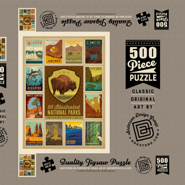 Darstellung des Puzzle Motivs National Parks Collector Series - Edition 1, Vintage Poster 500 Puzzle Schachtel 3D Modell