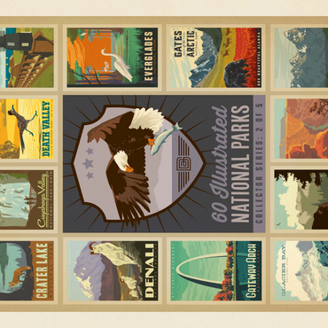 Darstellung des Puzzle Motivs National Parks Collector Series - Edition 2, Vintage Poster 1000 Puzzle 3D Modell