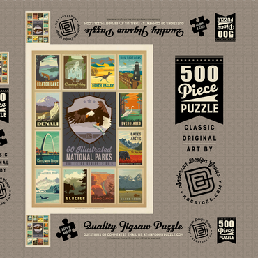 Darstellung des Puzzle Motivs National Parks Collector Series - Edition 2, Vintage Poster 500 Puzzle Schachtel 3D Modell