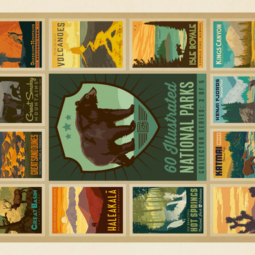 Darstellung des Puzzle Motivs National Parks Collector Series - Edition 3, Vintage Poster 1000 Puzzle 3D Modell